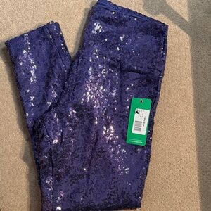 Tipsy Elf High Waisted Blue Sequin Leggings
